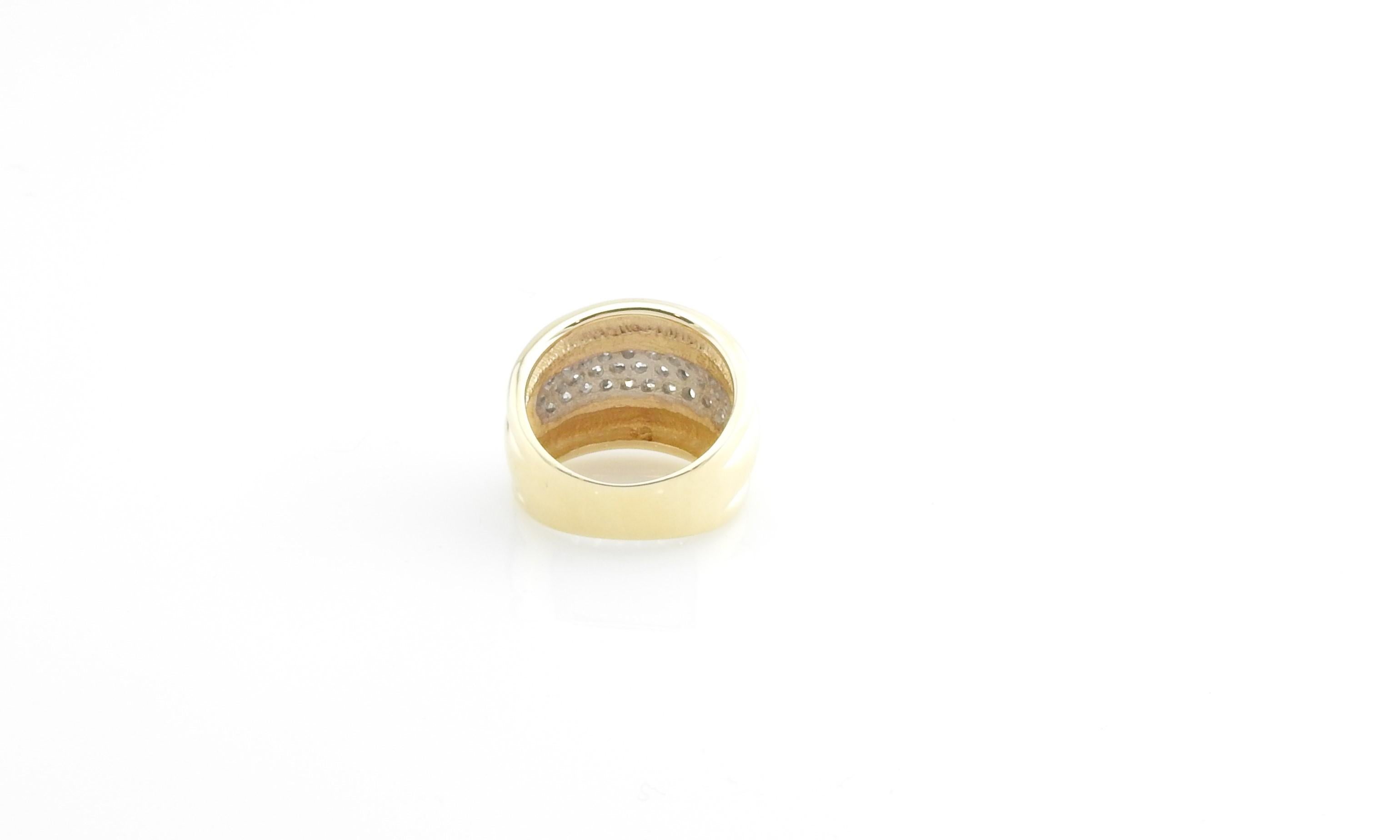Round Cut 14 Karat Yellow Gold and Diamond Band Ring