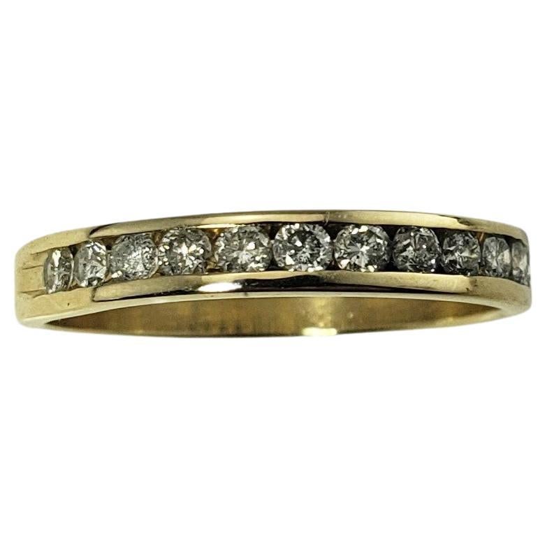 14 Karat Yellow Gold and Diamond Band Ring For Sale