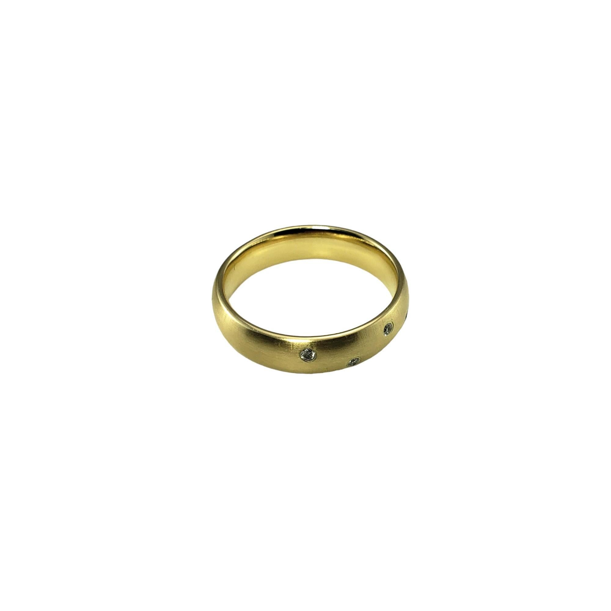 Taglio rotondo Anello a fascia in oro giallo 14 carati e diamanti misura 9 #23625 in vendita