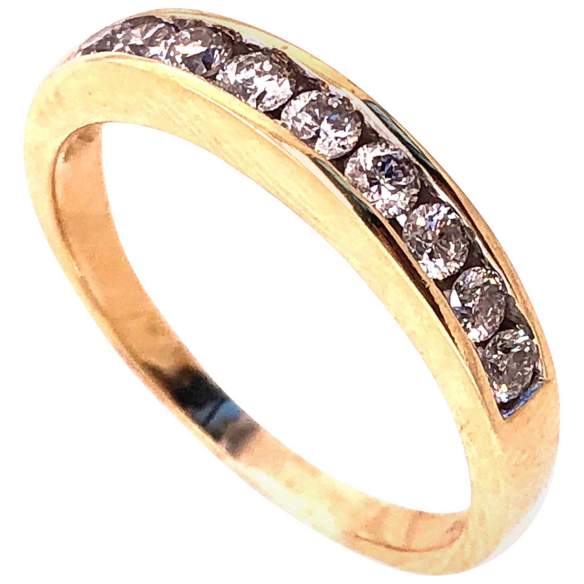 14 Karat Yellow Gold and Diamond Band Wedding Anniversary Ring 0.75TDW