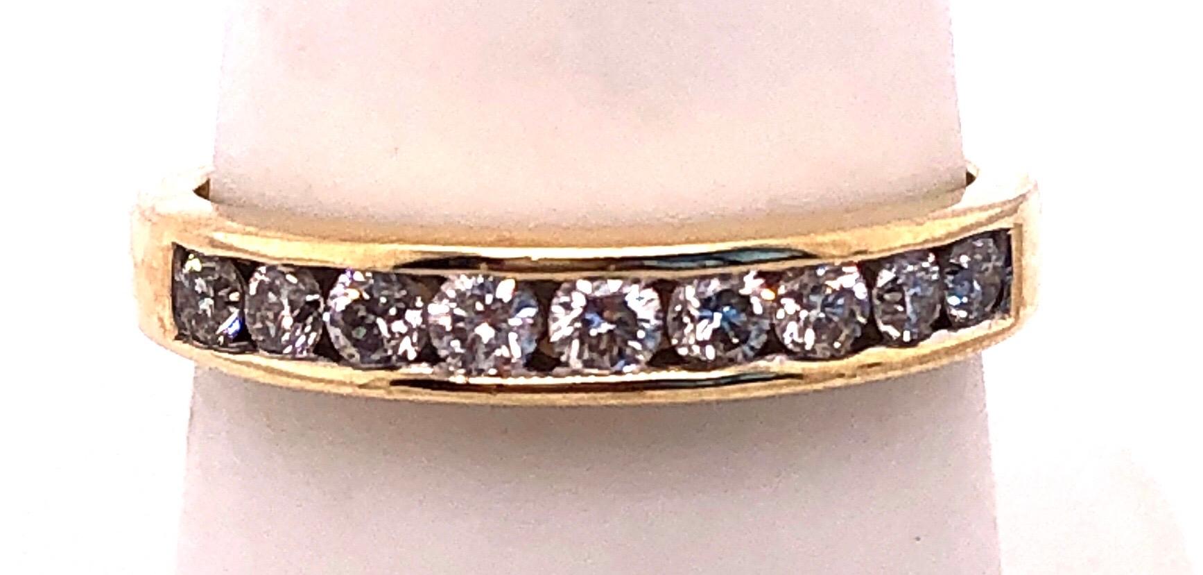 Women's or Men's 14 Karat Yellow Gold and Diamond Band Wedding Anniversary Ring 0.75TDW For Sale