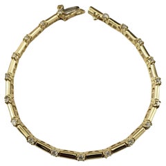 14 Karat Yellow Gold and Diamond Bar Link Bracelet #17620