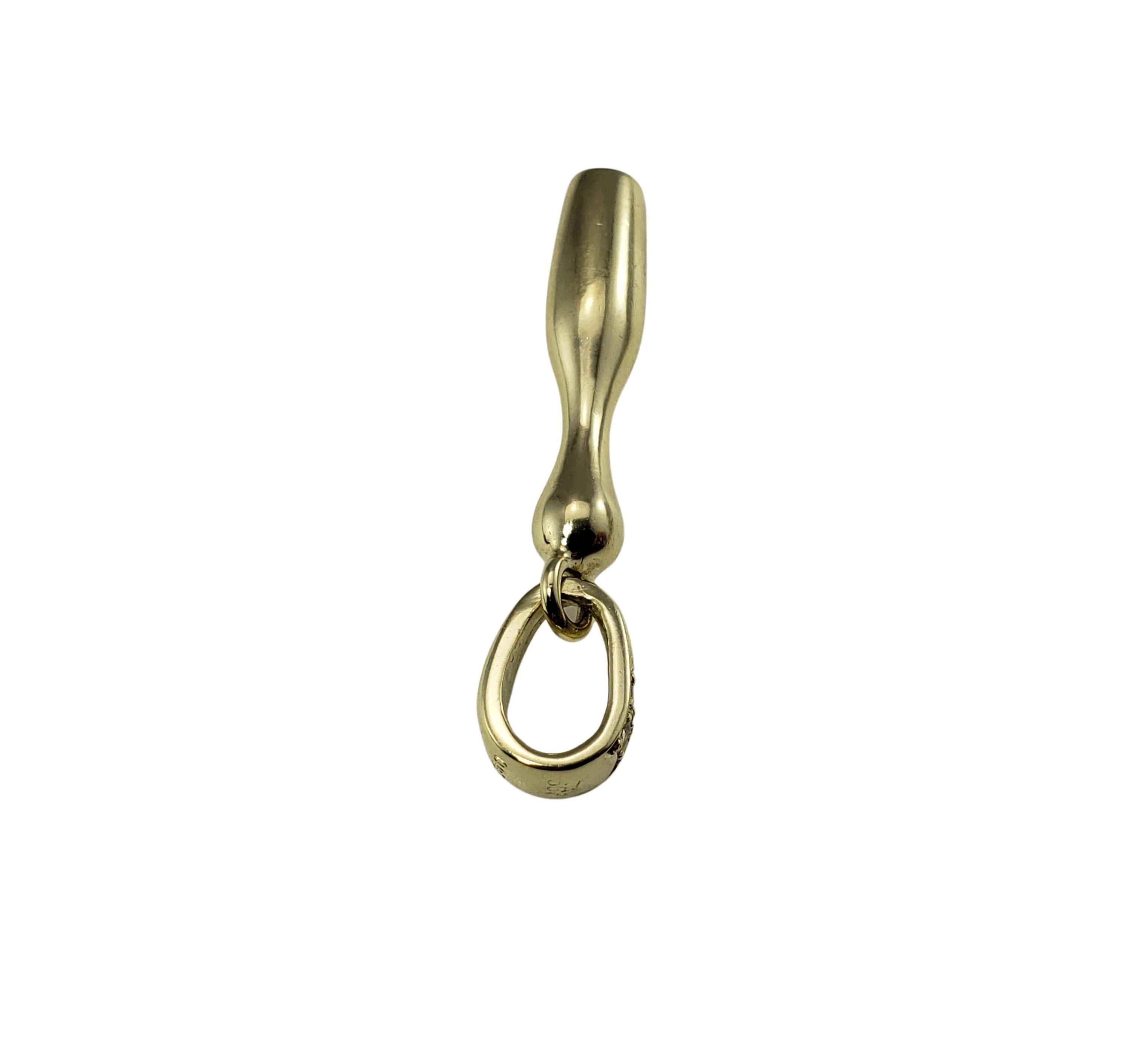 Brilliant Cut 14 Karat Yellow Gold and Diamond Bowling Pin Charm For Sale