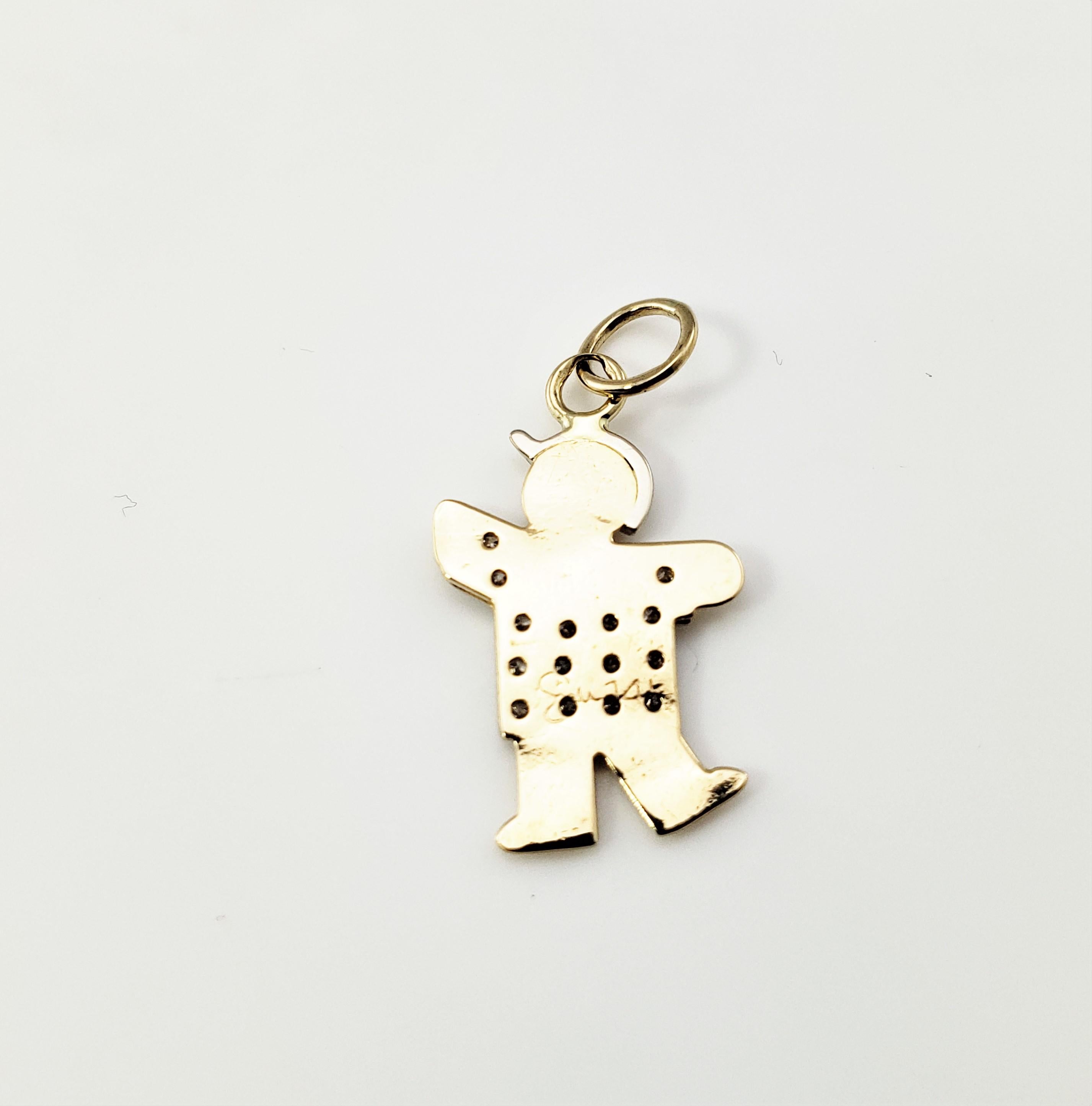 14 Karat Yellow Gold and Diamond Boy Charm In Good Condition For Sale In Washington Depot, CT