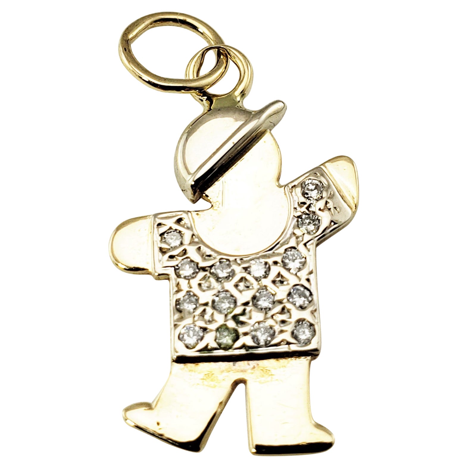 Breloque garçon en or jaune 14 carats et diamants