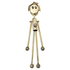 14 Karat Yellow Gold and Diamond Boy Pendant