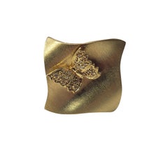 14 Karat Yellow Gold and Diamond Butterfly Ring Size 7
