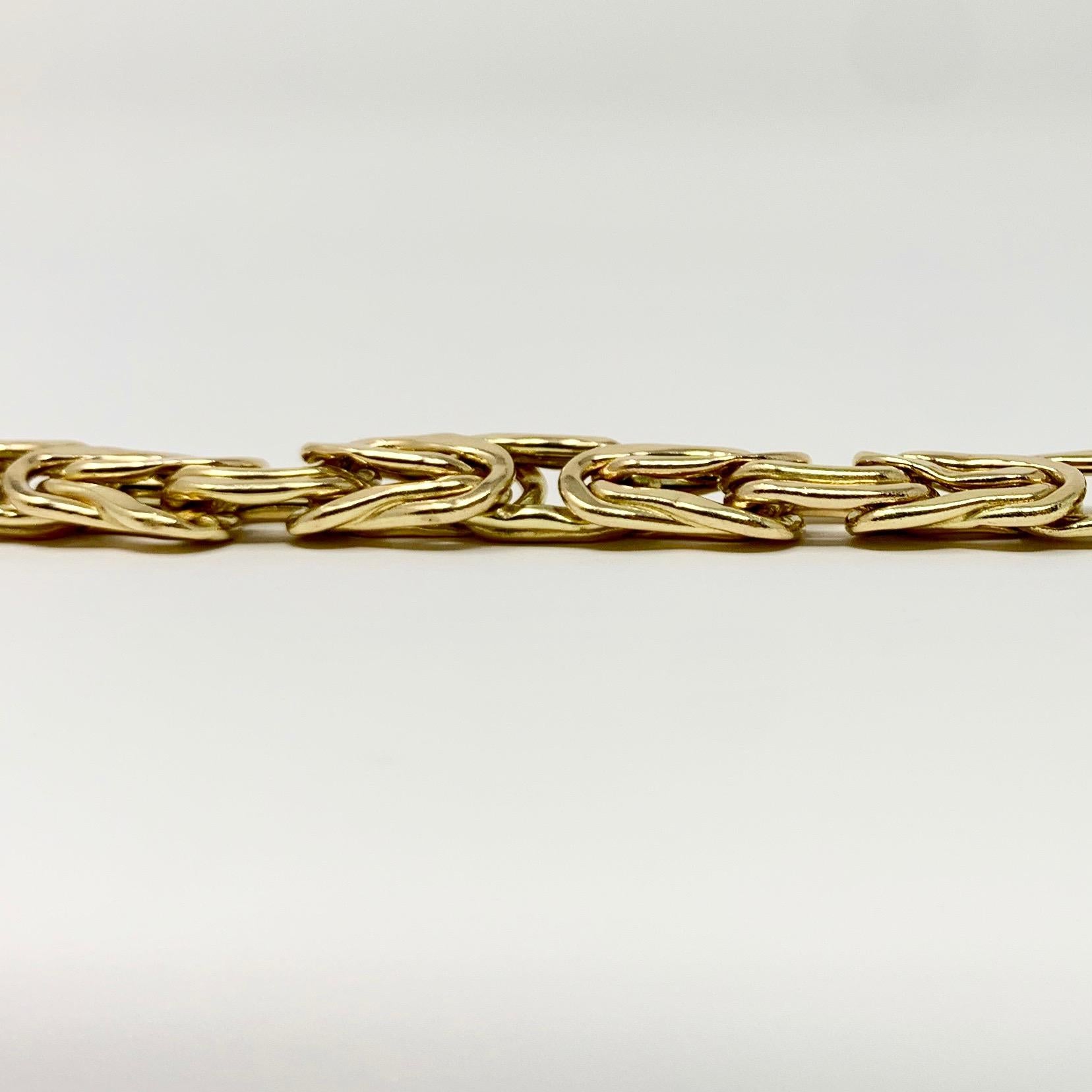 Women's 14 Karat Yellow Gold and Diamond Byzantine Link Chain Bracelet