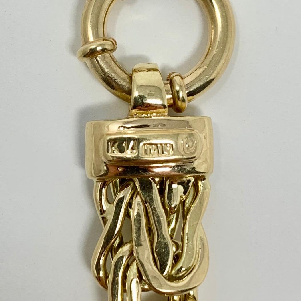 14 Karat Yellow Gold and Diamond Byzantine Link Chain Bracelet 2