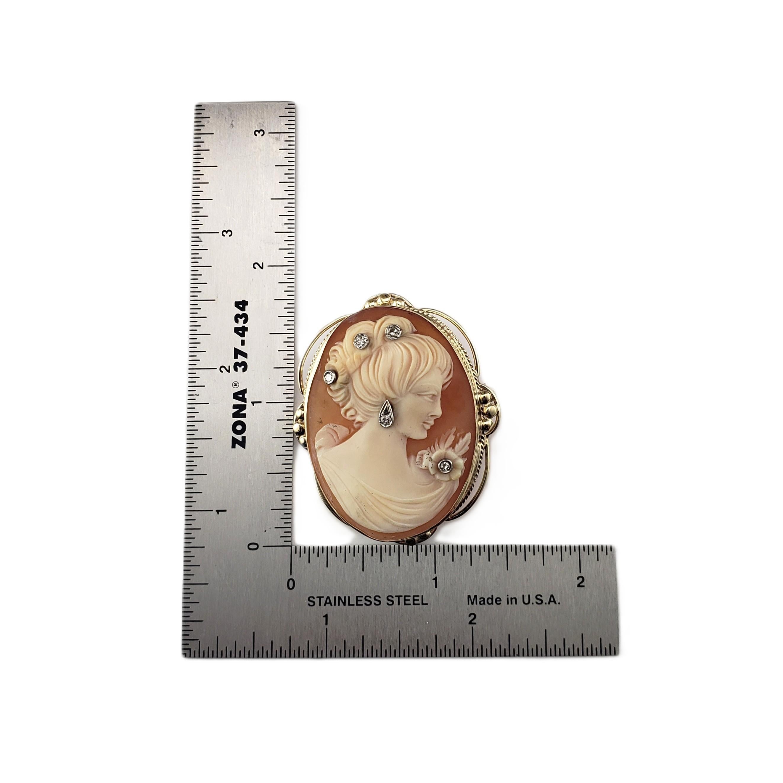 Broche/pendentif camée en or jaune 14 carats et diamants #21403 Pour femmes en vente