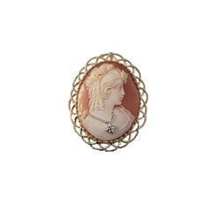 Colgante broche camafeo de oro amarillo de 14 quilates y diamantes #22313