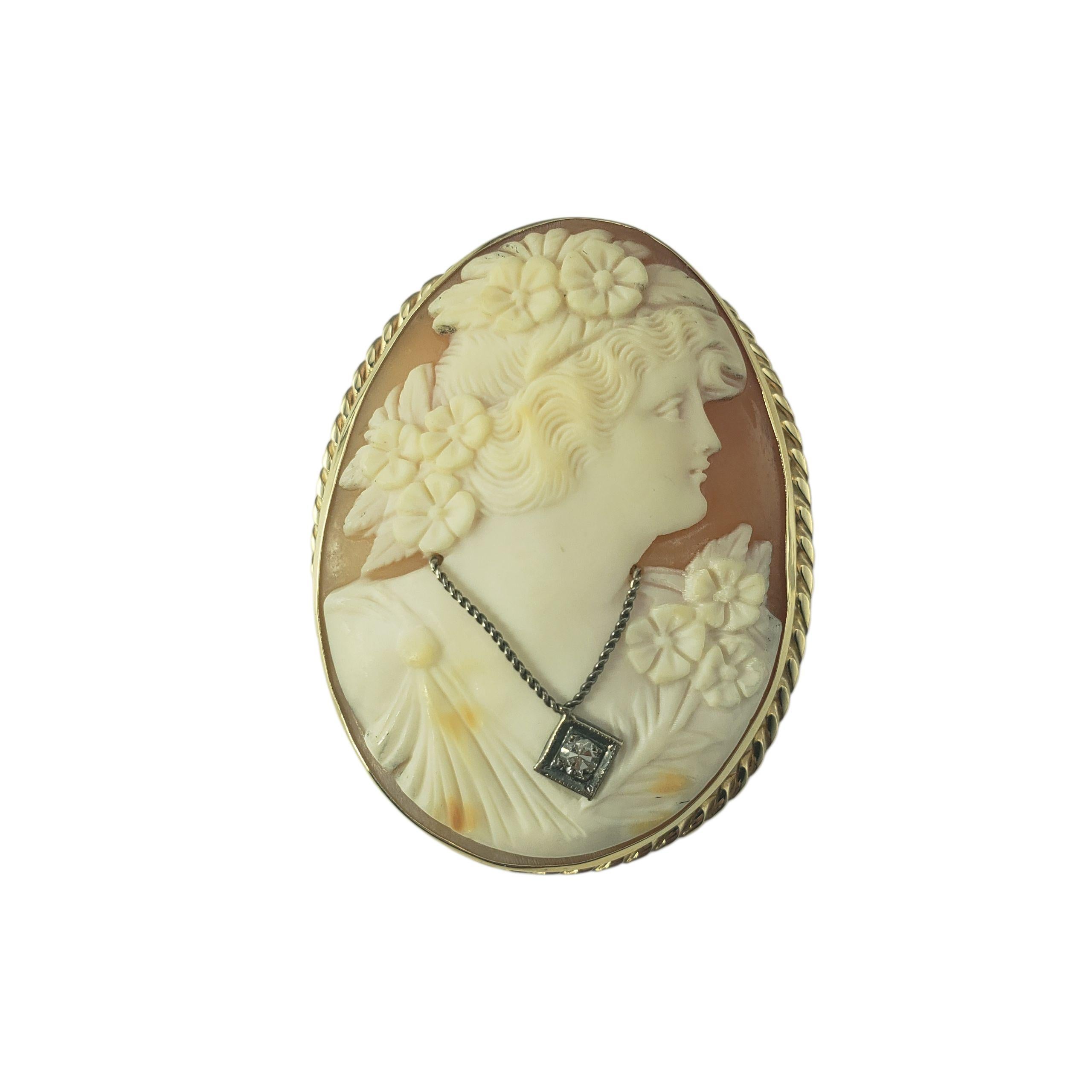 Spilla/pendente con cammeo in oro giallo 14 carati e diamanti #22566 in vendita