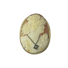 Spilla/pendente con cammeo in oro giallo 14 carati e diamanti #22566