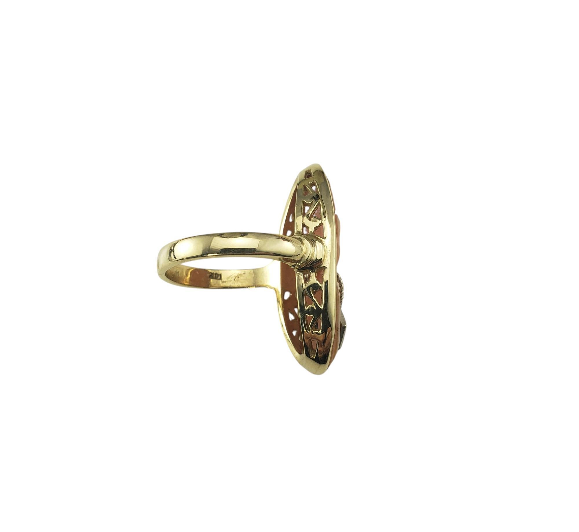 Contemporary 14 Karat Yellow Gold and Diamond Cameo Ring Size 8.5 #20749 For Sale