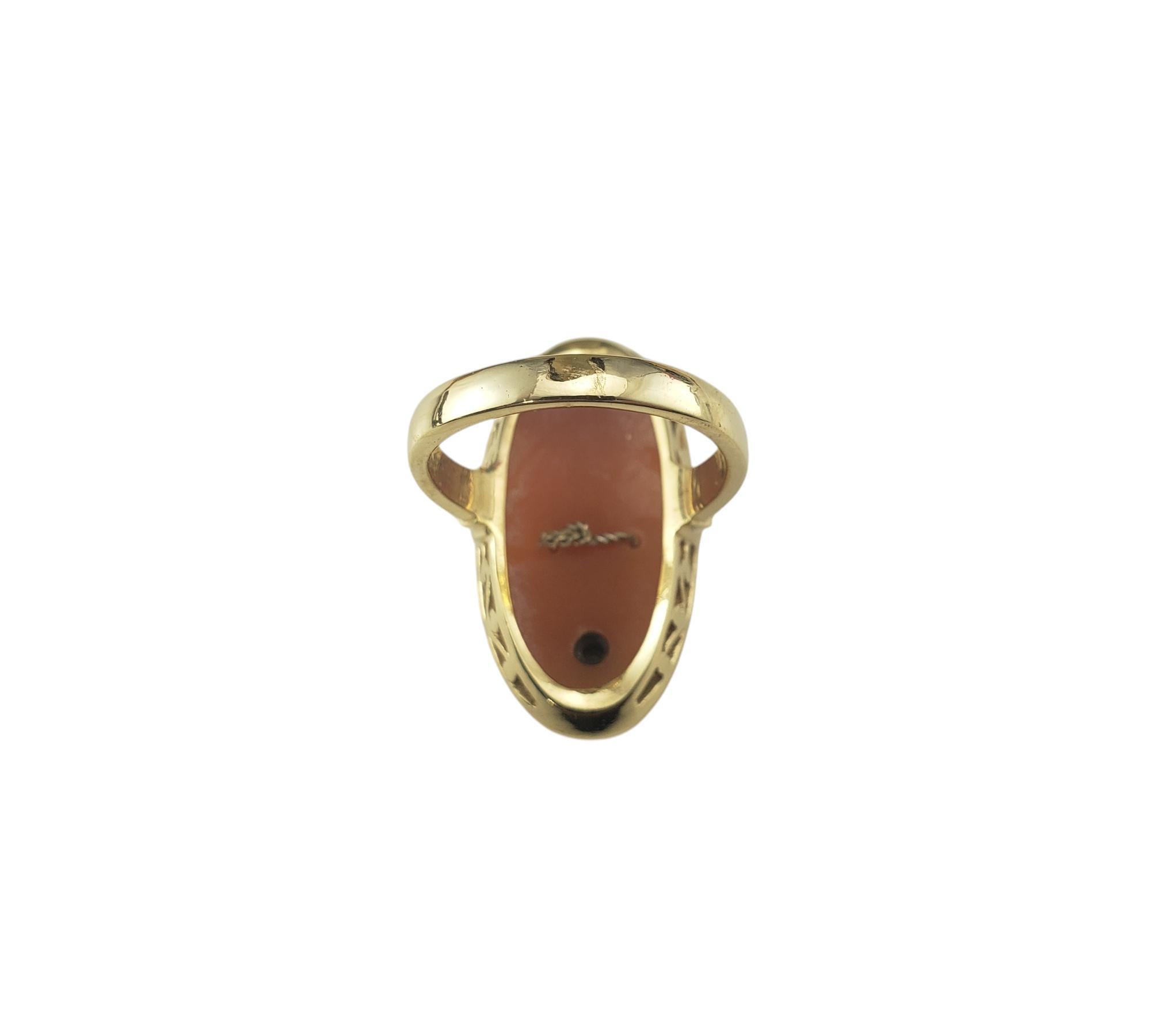 14 Karat Yellow Gold and Diamond Cameo Ring Size 8.5 #20749 In Good Condition For Sale In Washington Depot, CT