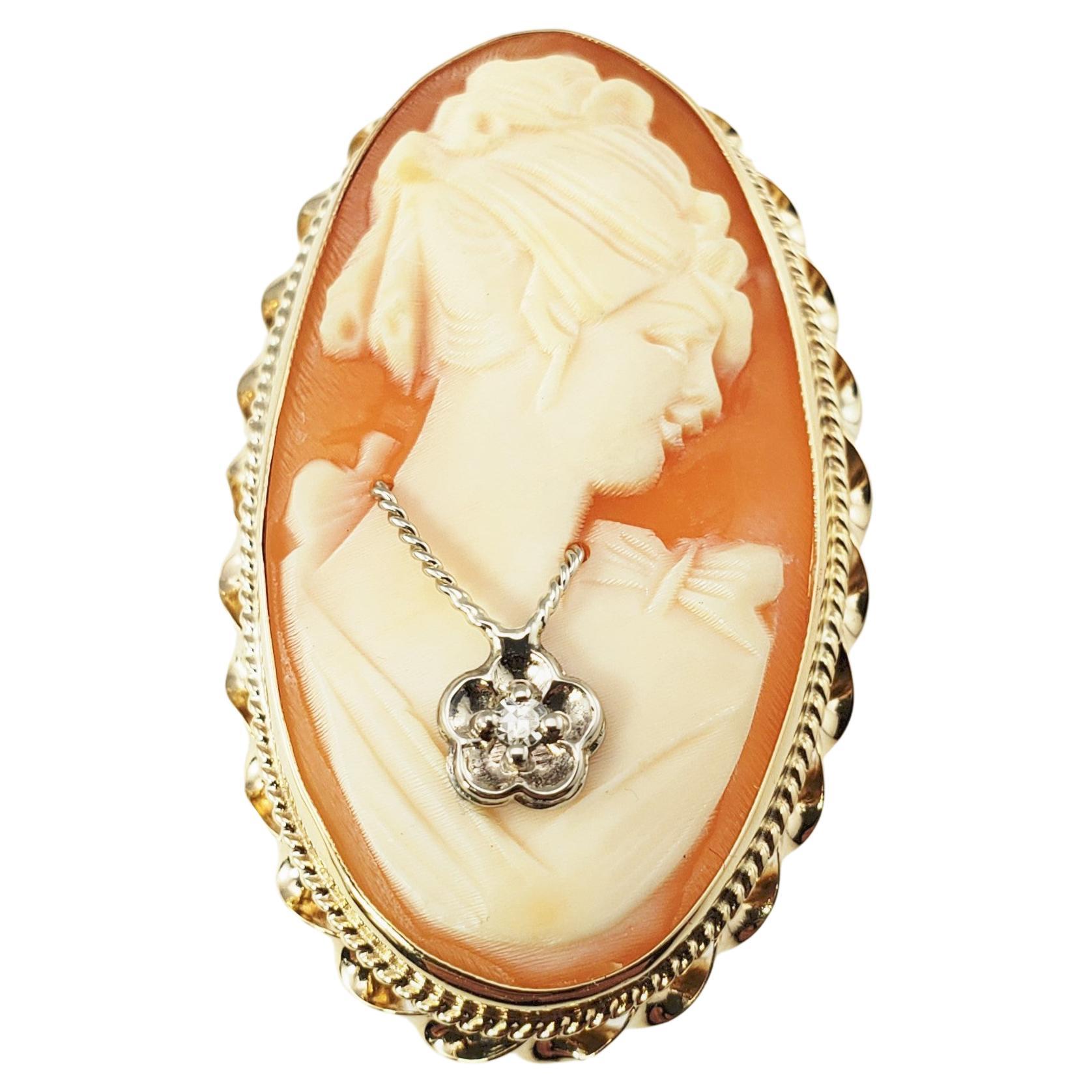 14 Karat Yellow Gold and Diamond Cameo Ring For Sale