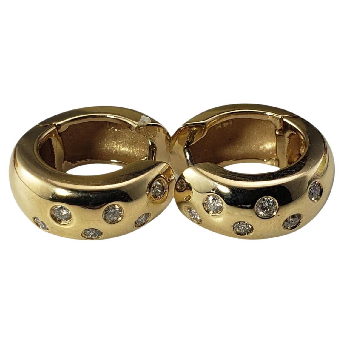 14 Karat Yellow Gold and Diamond Chunky Huggie Hoop Earrings #21553