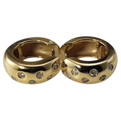 Orecchini a cerchio Chunky in oro giallo 14 carati e diamanti #21553