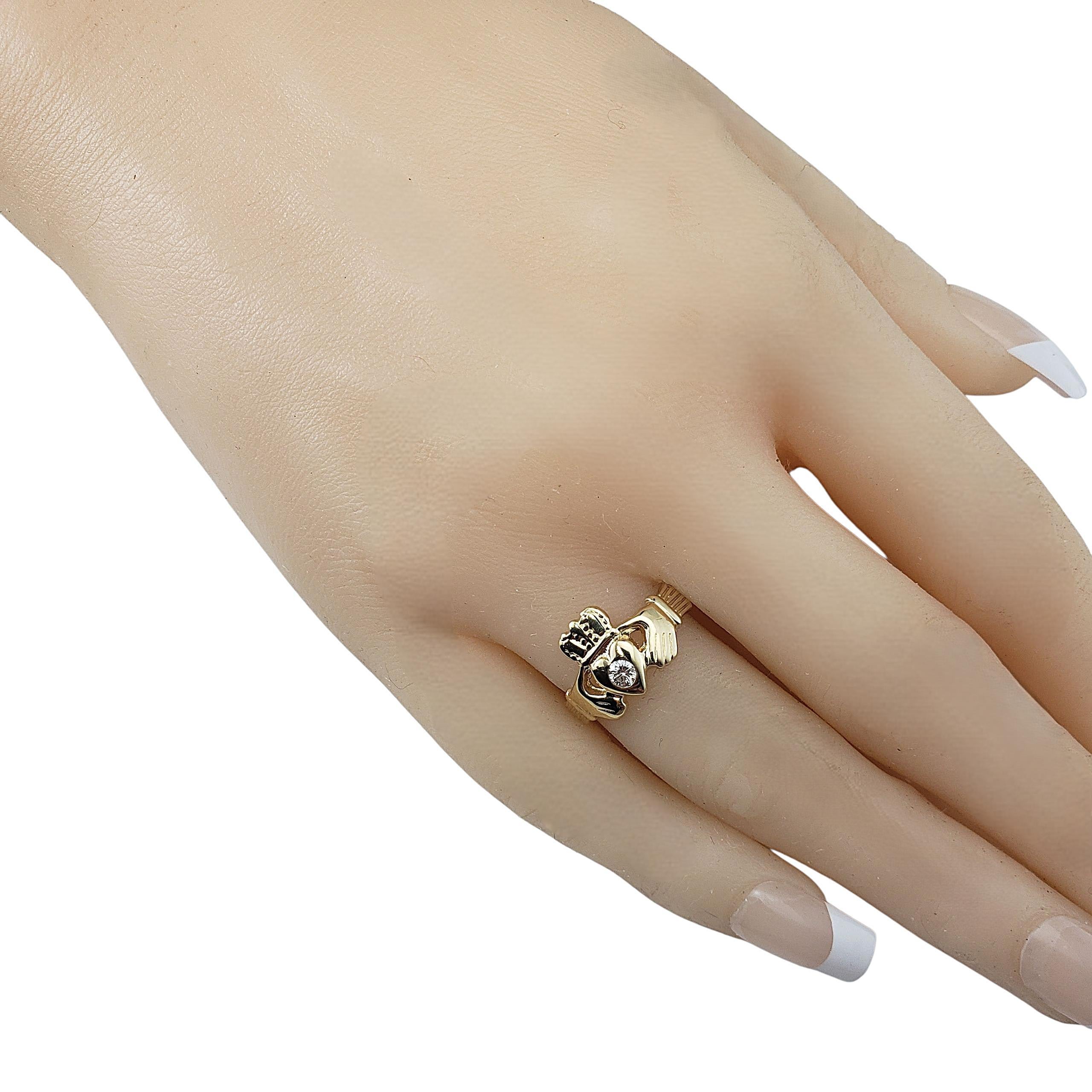 Anello Claddagh in oro giallo 14 carati e diamanti misura 5,75 #22308 in vendita 2