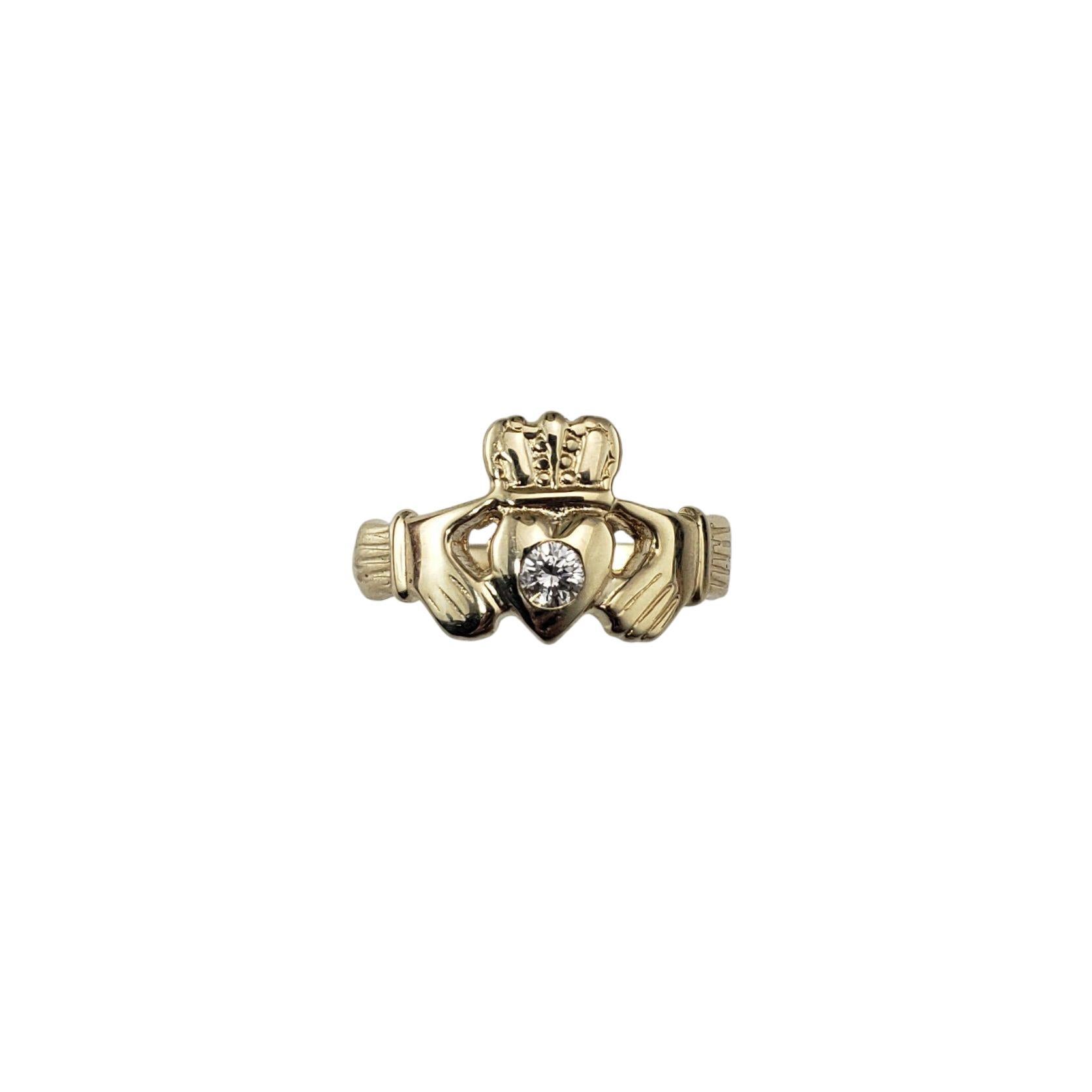 Anello Claddagh in oro giallo 14 carati e diamanti misura 5,75 #22308