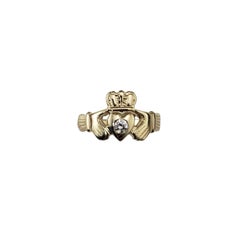 Anello Claddagh in oro giallo 14 carati e diamanti misura 5,75 #22308