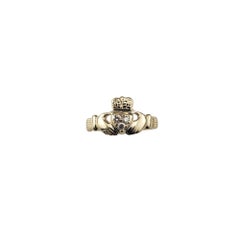 14 Karat Yellow Gold and Diamond Claddagh Ring Size 6 #20753
