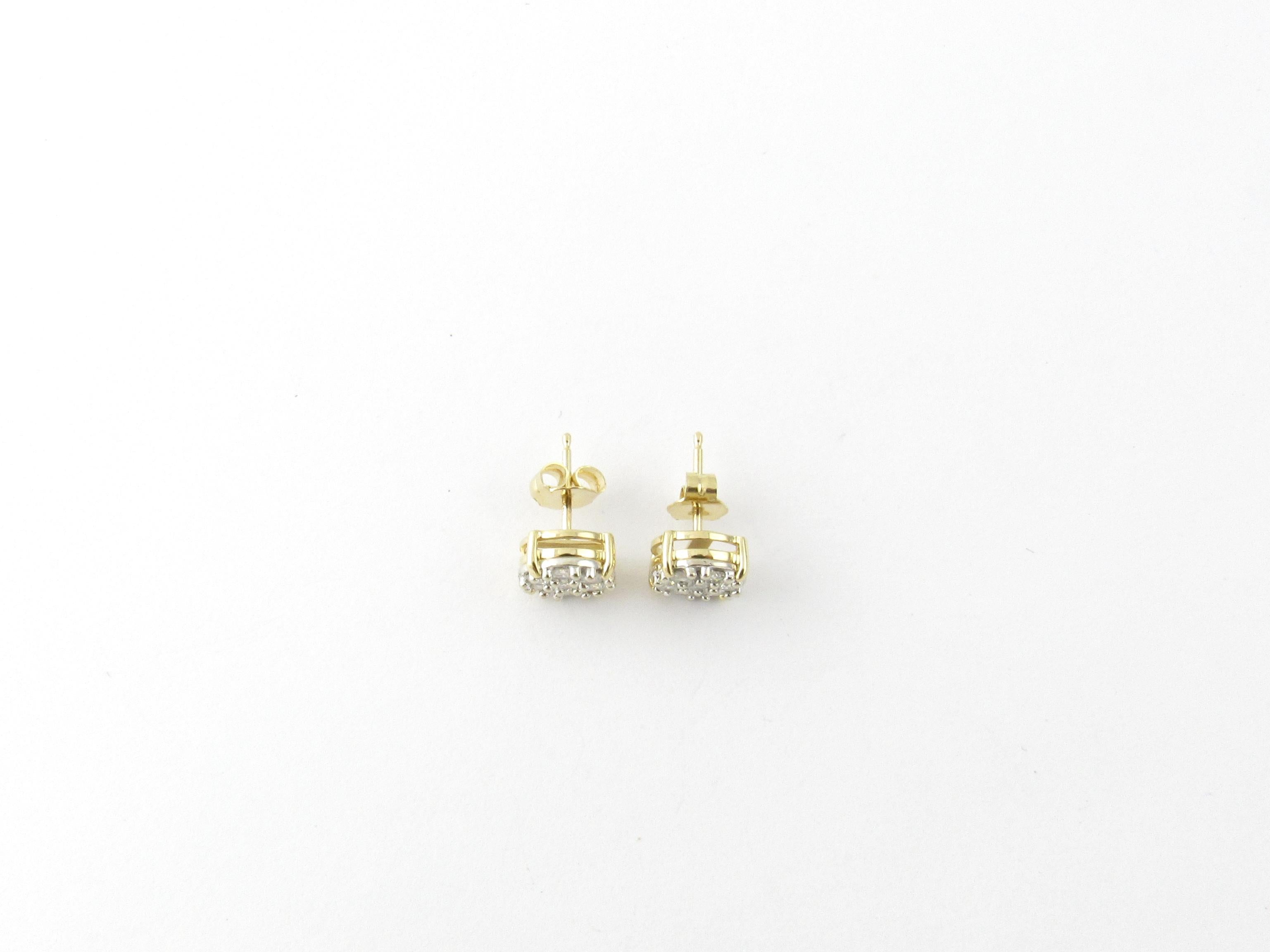 Brilliant Cut 14 Karat Yellow Gold and Diamond Cluster Earrings