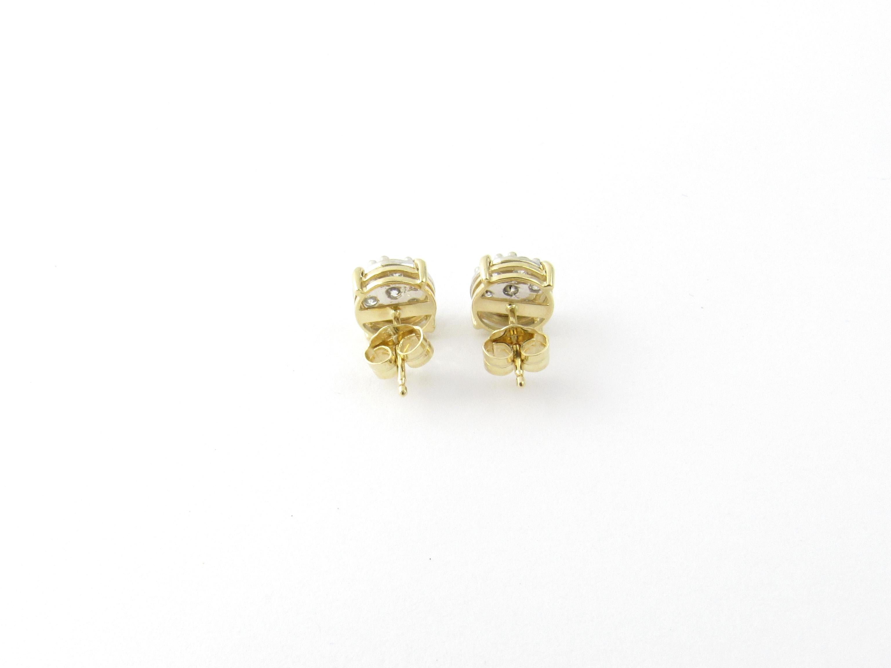 Women's 14 Karat Yellow Gold and Diamond Cluster Earrings