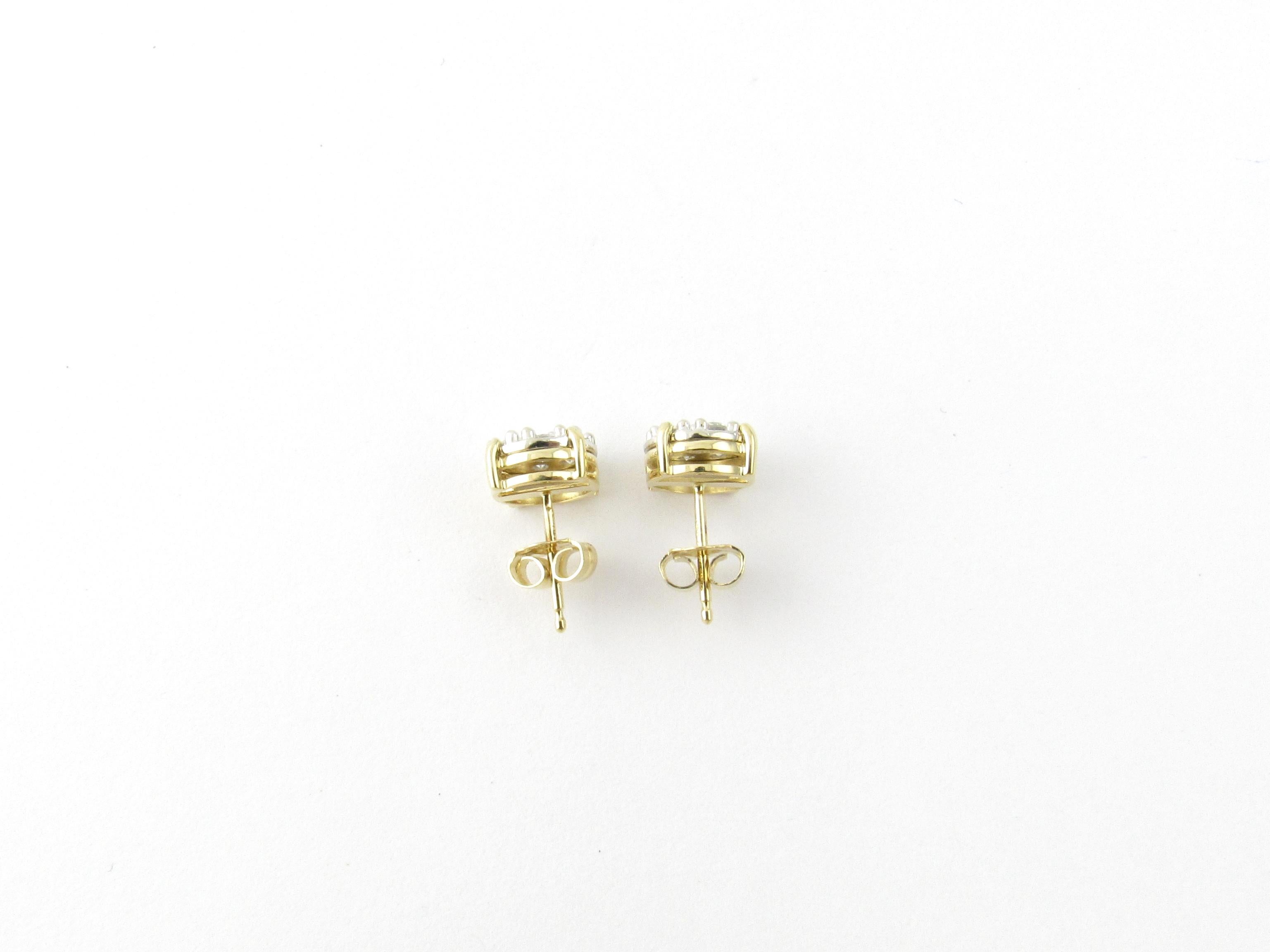 14 Karat Yellow Gold and Diamond Cluster Earrings 1