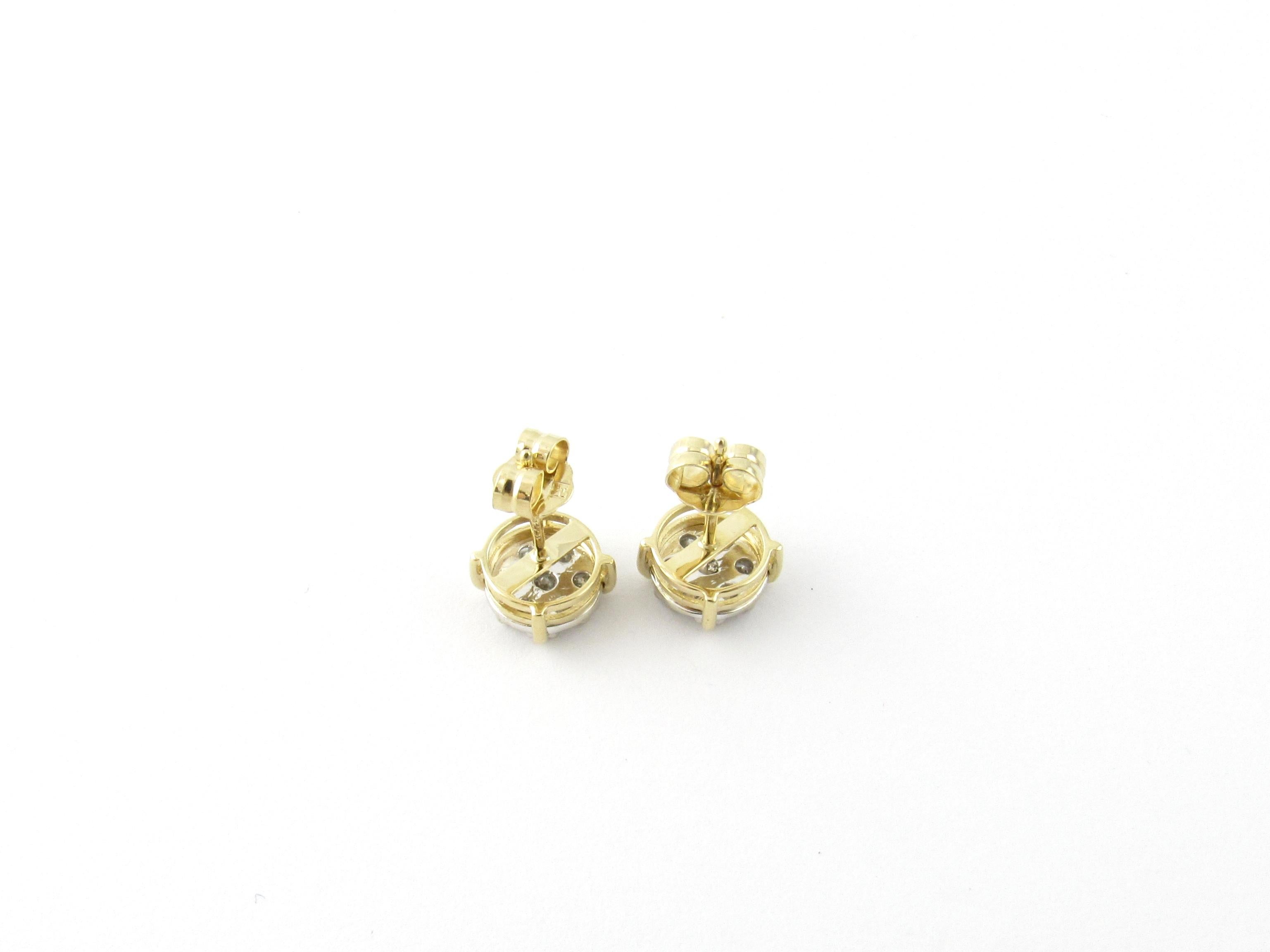 14 Karat Yellow Gold and Diamond Cluster Earrings 2