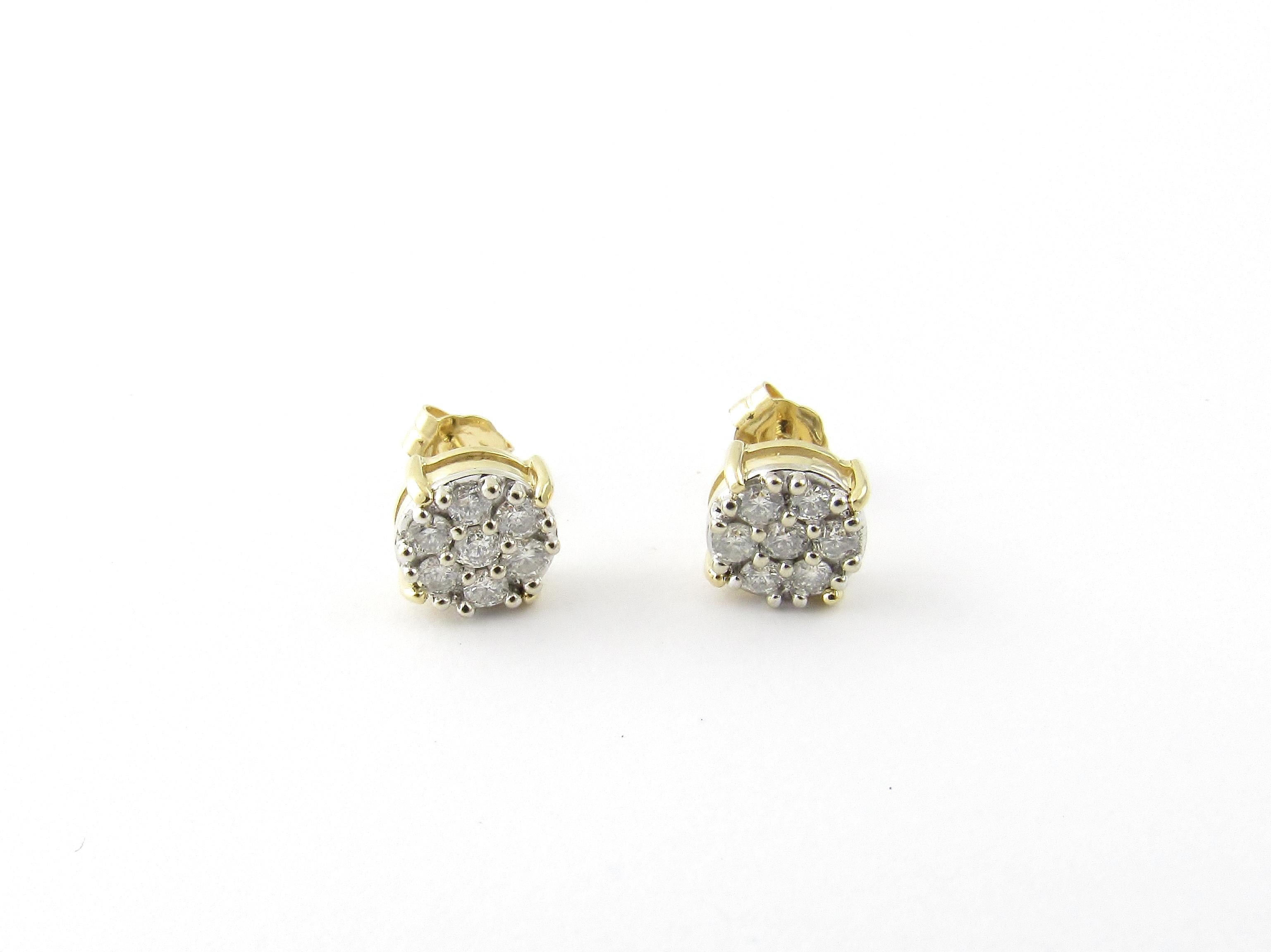 14 Karat Yellow Gold and Diamond Cluster Earrings 3