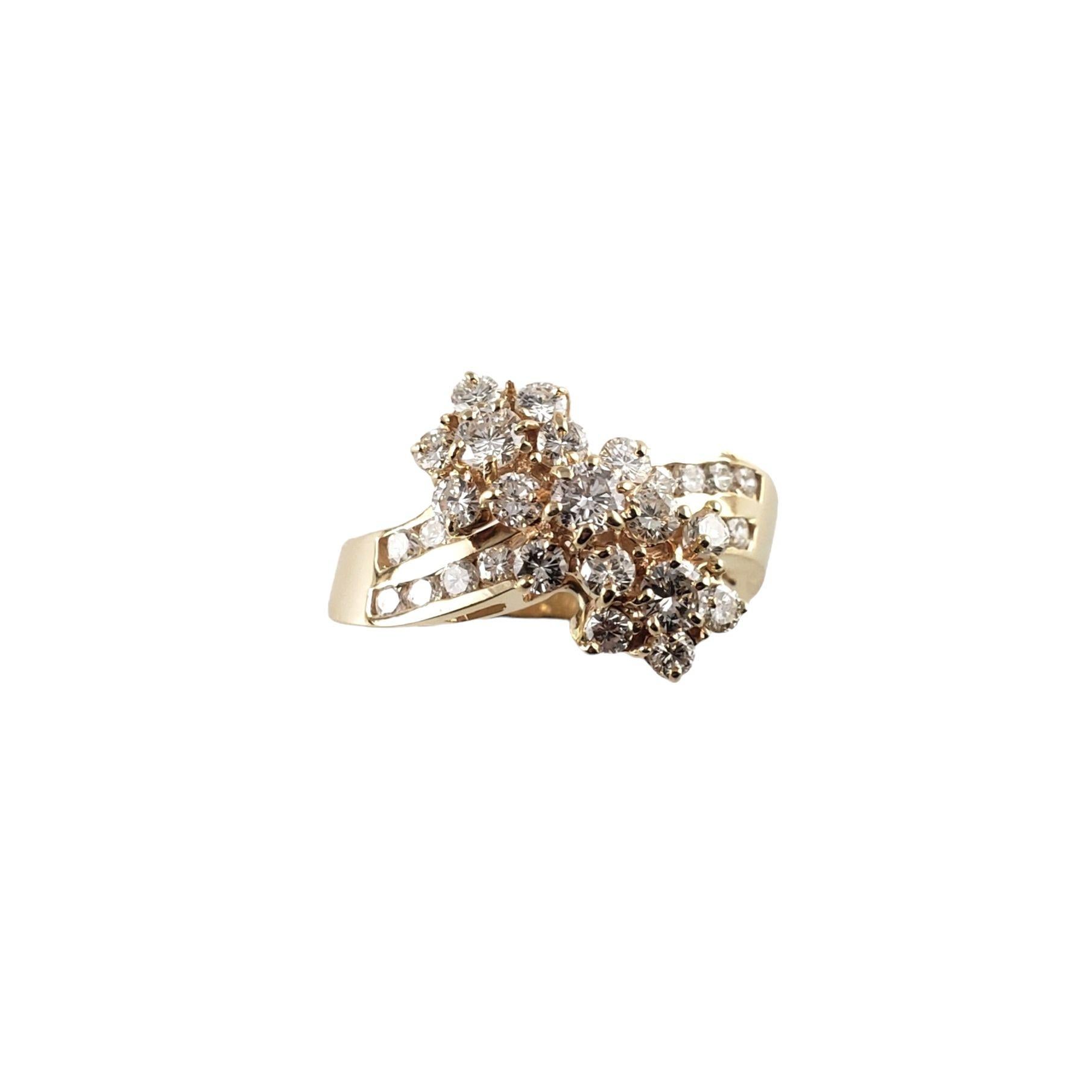 Round Cut 14 Karat Yellow Gold and Diamond Cluster Ring For Sale