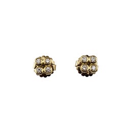 14 Karat Yellow Gold and Diamond Cluster Stud Earrings #21469