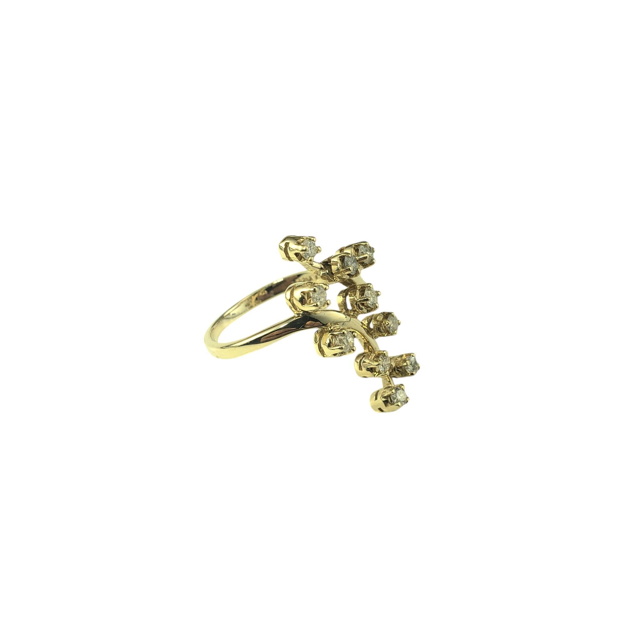 Contemporary 14 Karat Yellow Gold and Diamond Cocktail Ring Size 7.5 #20750 For Sale