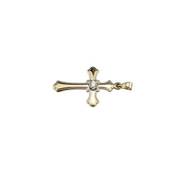 14 Karat Yellow Gold and Diamond Cross Pendant #16886