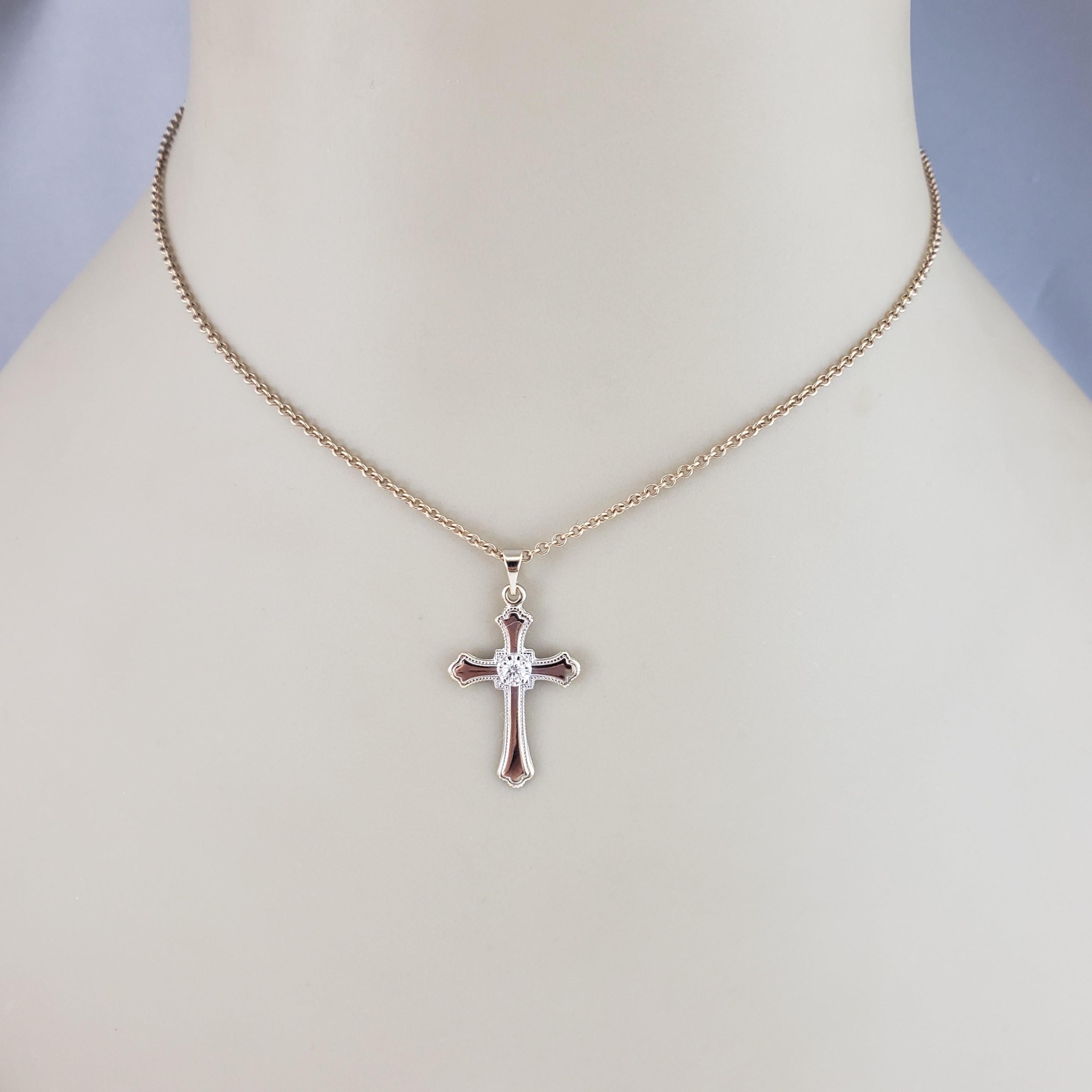 14 Karat Yellow Gold and Diamond Cross Pendant #16886 For Sale 1