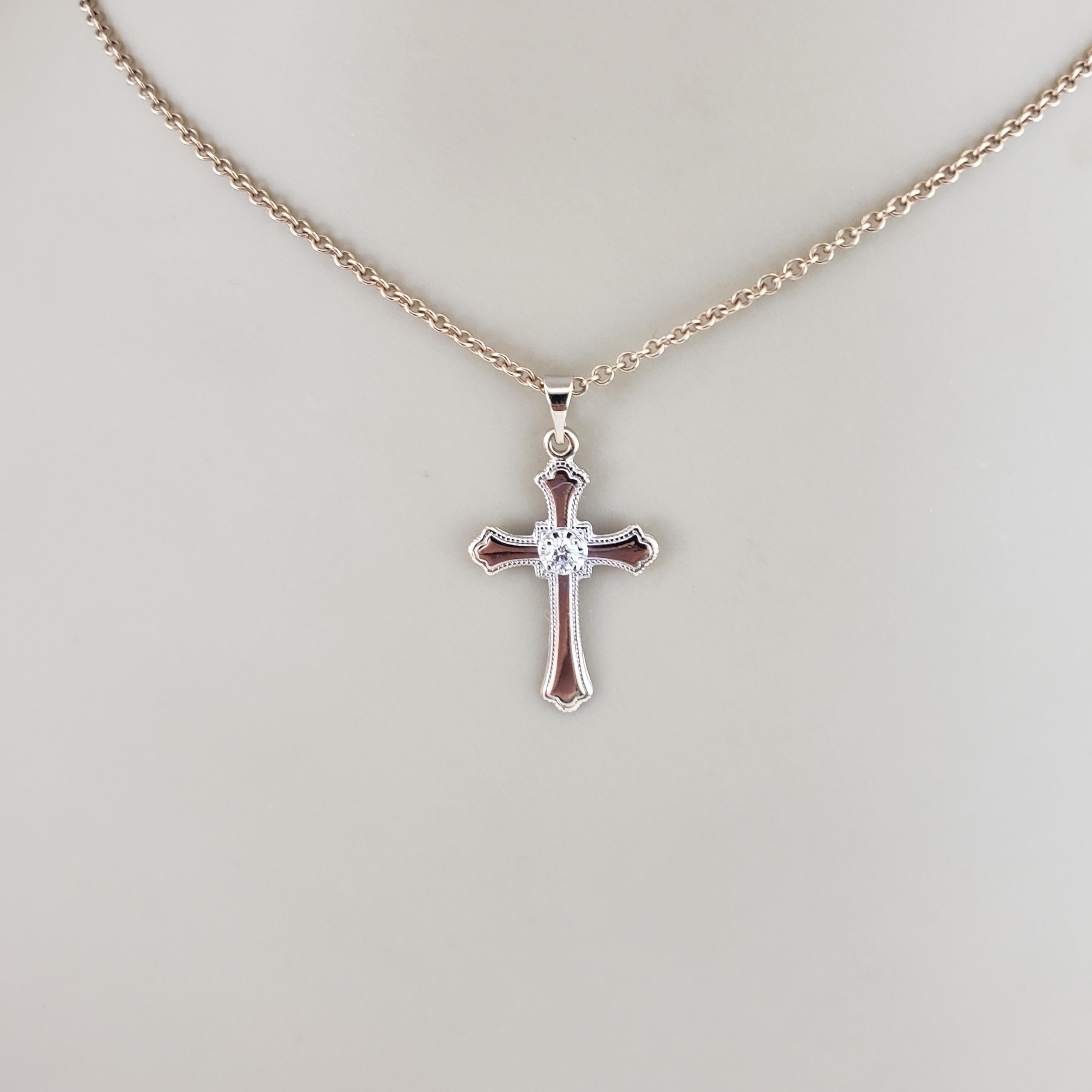 14 Karat Yellow Gold and Diamond Cross Pendant #16886 For Sale 2