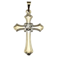 14 Karat Yellow Gold and Diamond Cross Pendant #16886