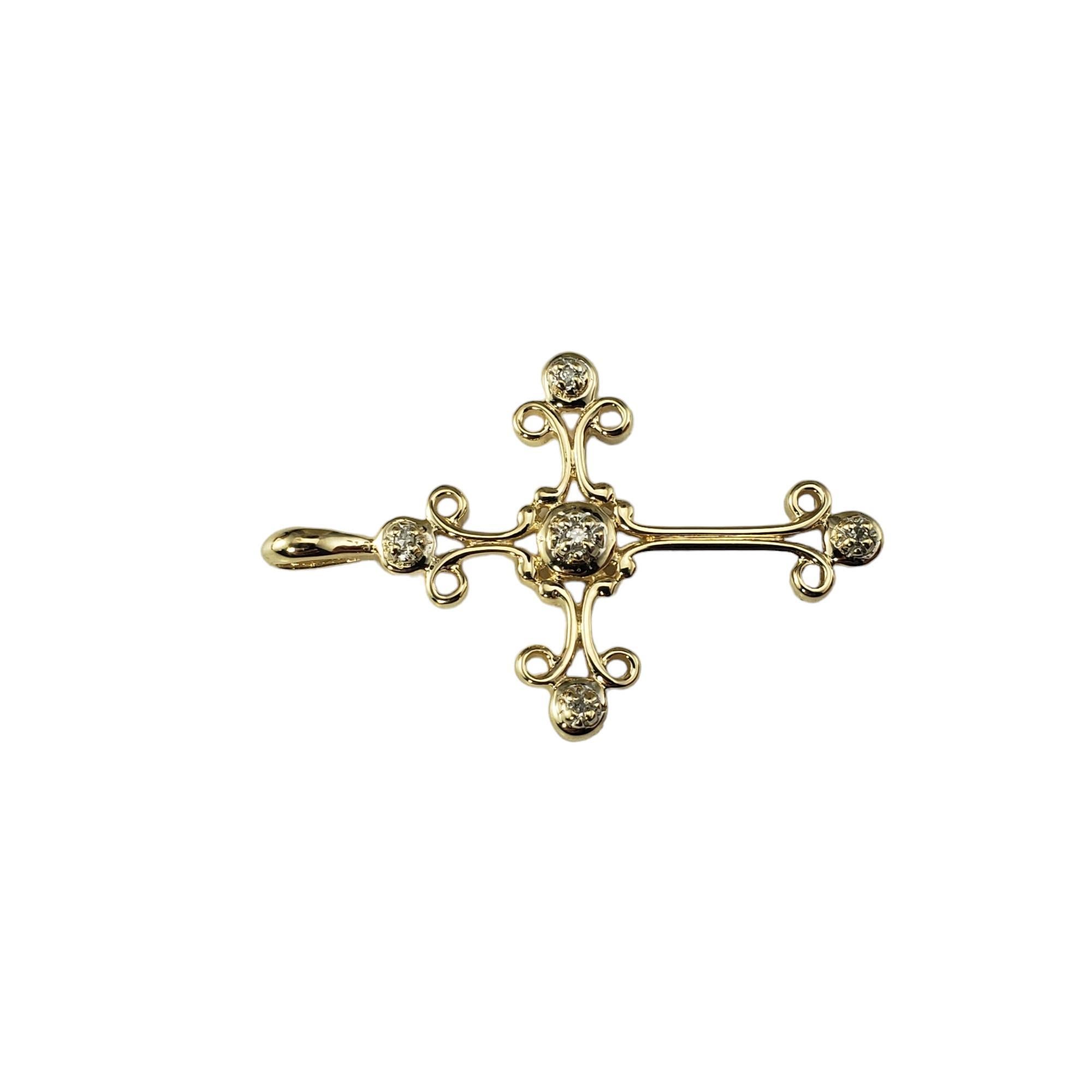 Single Cut 14 Karat Yellow Gold and Diamond Cross Pendant #17037 For Sale
