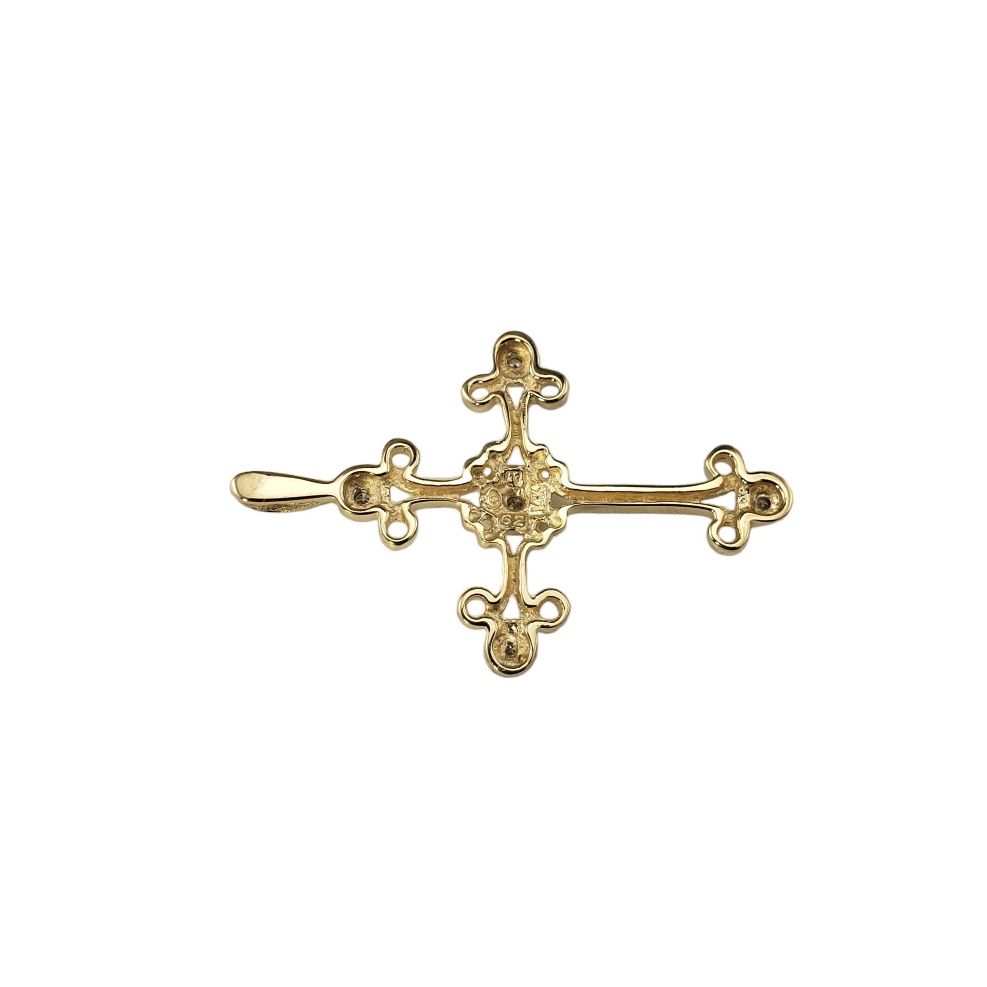 14 Karat Yellow Gold and Diamond Cross Pendant #17037 In Good Condition For Sale In Washington Depot, CT