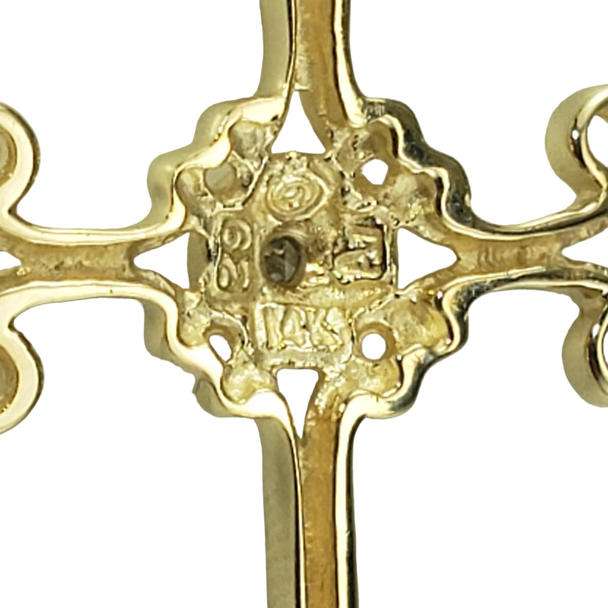 Women's 14 Karat Yellow Gold and Diamond Cross Pendant #17037 For Sale