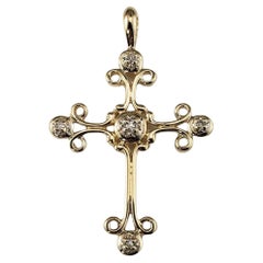 Pendentif croix en or jaune 14 carats et diamants n° 17037