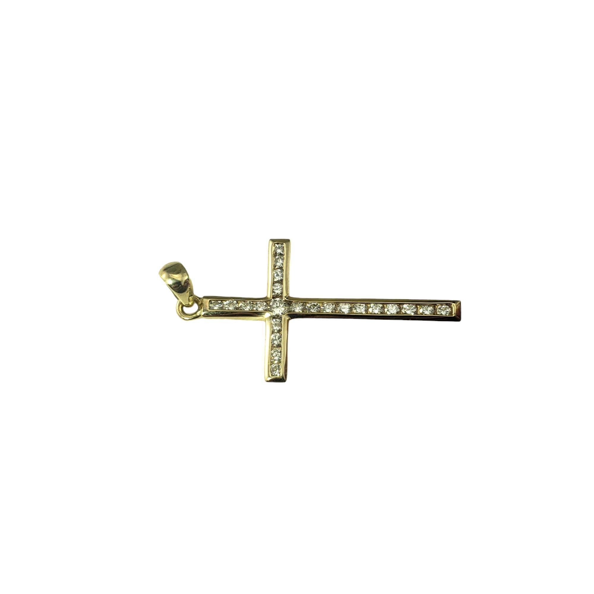 Brilliant Cut 14 Karat Yellow Gold and Diamond Cross Pendant #17689