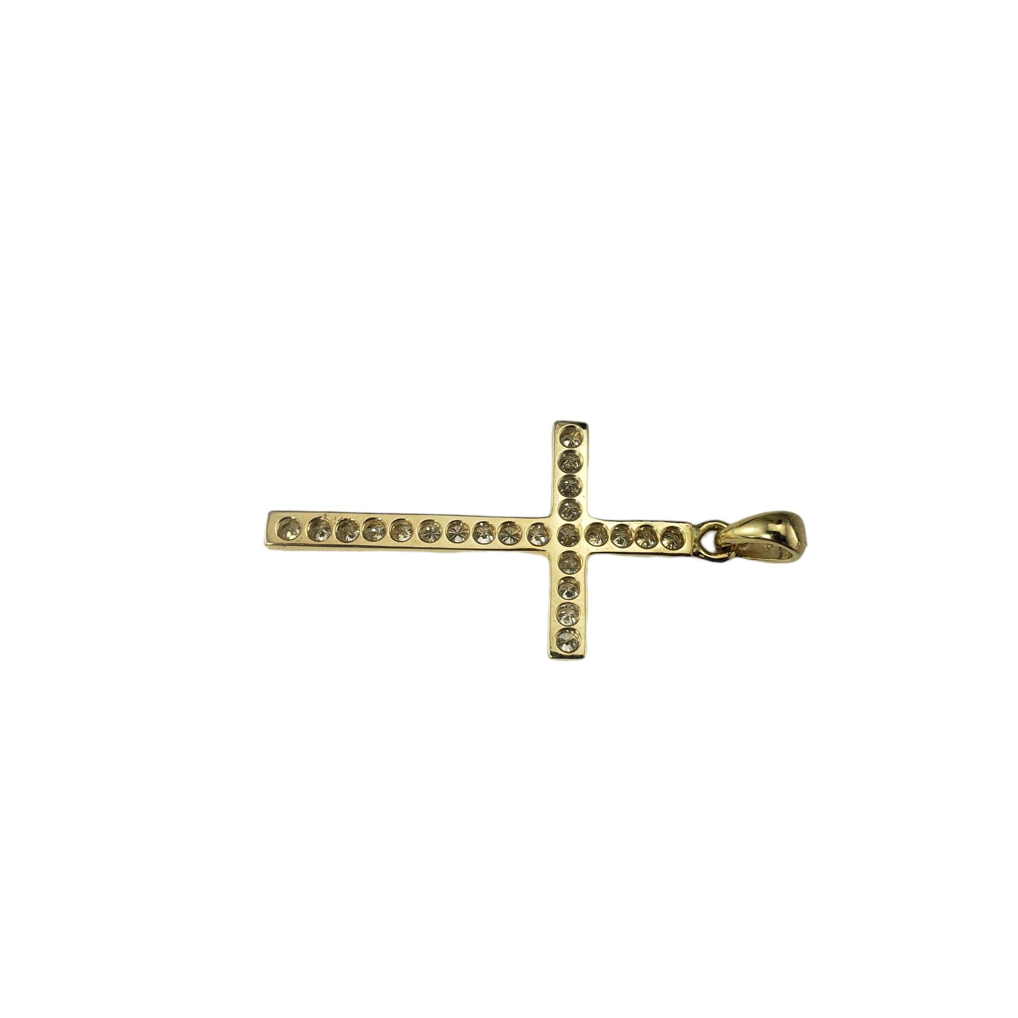 14 Karat Yellow Gold and Diamond Cross Pendant #17689 In Good Condition In Washington Depot, CT