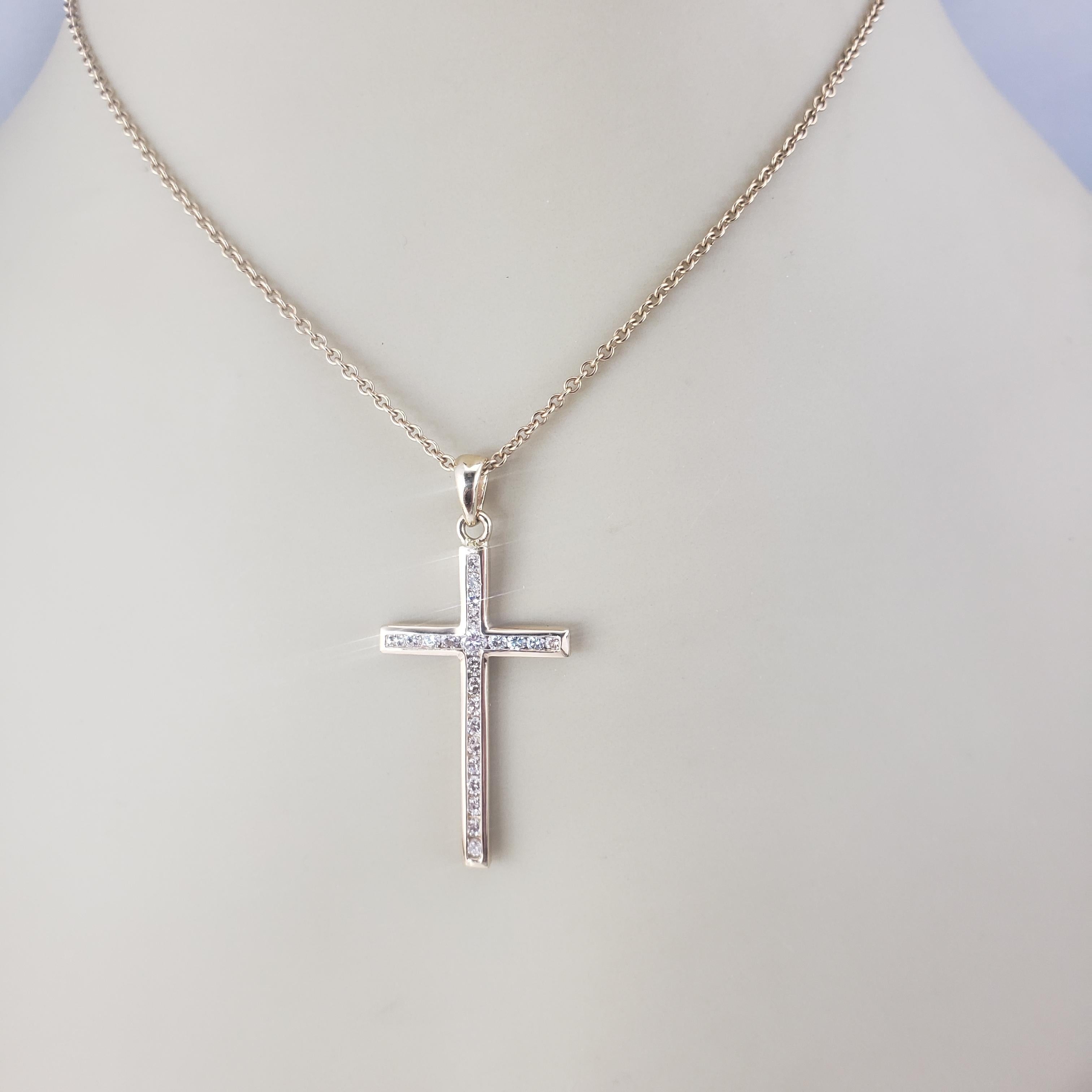 14 Karat Yellow Gold and Diamond Cross Pendant #17689 2