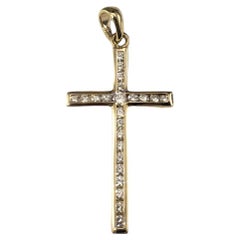 14 Karat Yellow Gold and Diamond Cross Pendant #17689