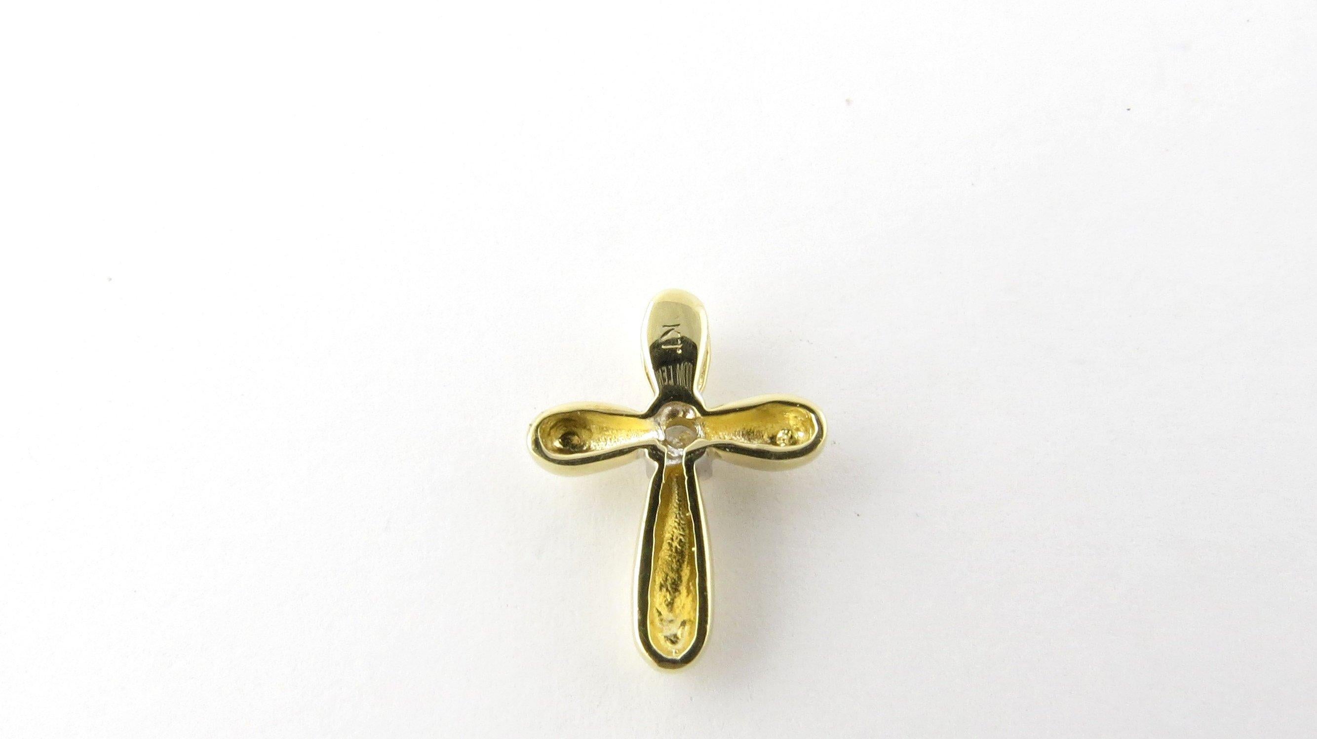 Women's 14 Karat Yellow Gold and Diamond Cross Pendant