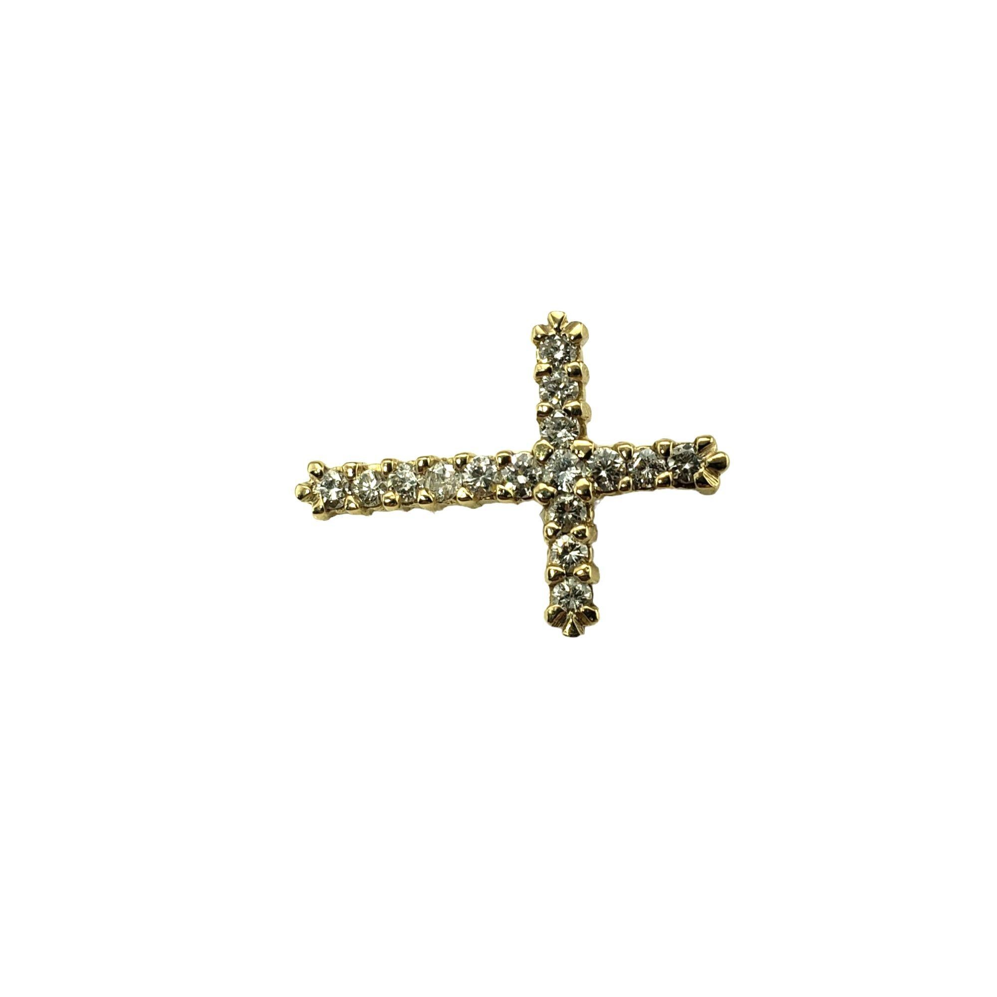 14 Karat Yellow Gold and Diamond Cross Pendant In Good Condition In Washington Depot, CT