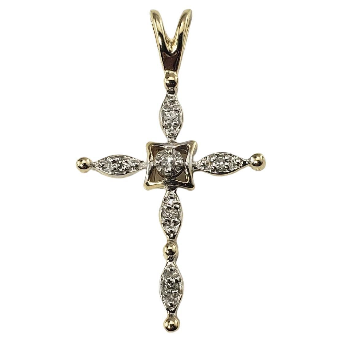 14 Karat Yellow Gold Diamond Cross Pendant at 1stDibs