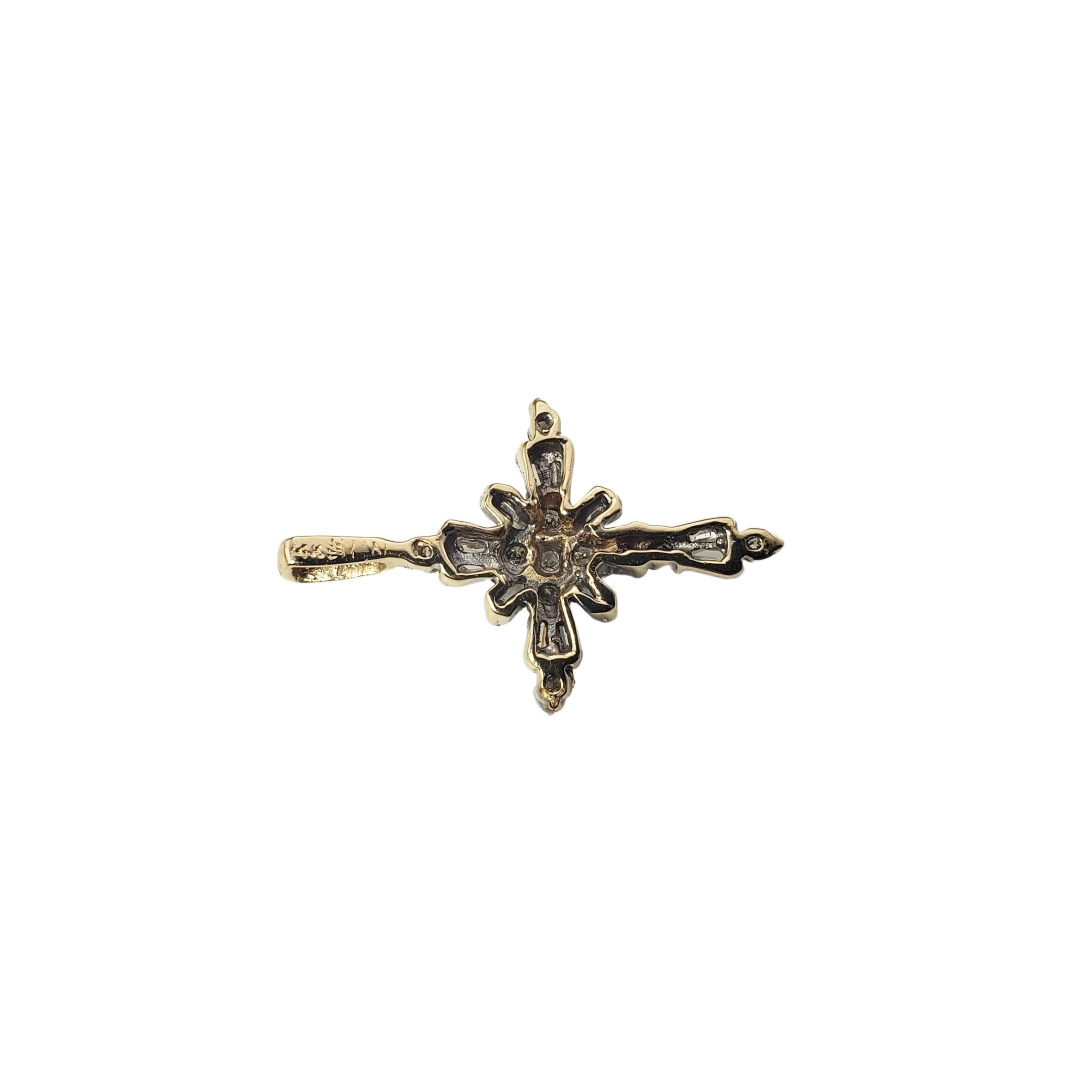 14 Karat Yellow Gold and Diamond Cross Pendant Necklace In Good Condition In Washington Depot, CT